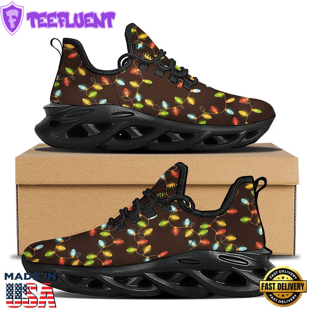 Christmas Lights Print Pattern Black Max Soul Shoes