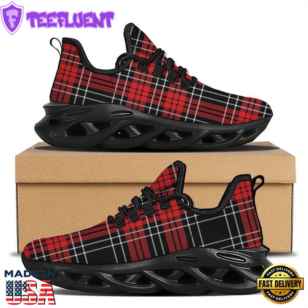 Christmas Red Plaid Scottish Black Max Soul Shoes