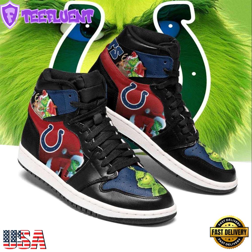 Christmas The Grinch Indianapolis Colts NFL JD1 Boot Sneakers Shoes