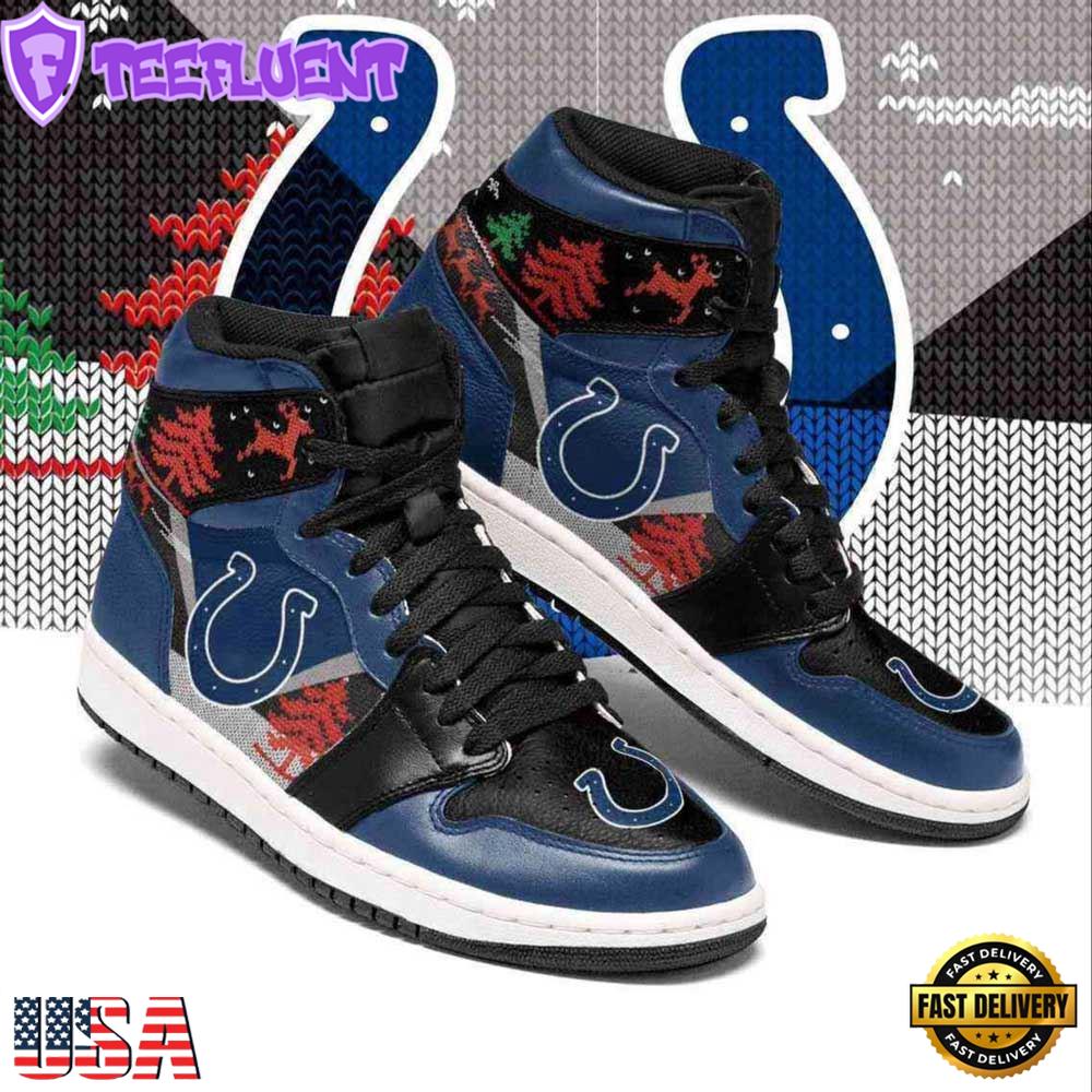 Christmas Ugly Pattern Indianapolis Colts NFL JD1 Boot Sneakers Shoes