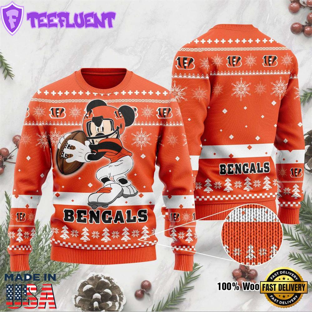 Cincinnati Bengals Funny Mickey Mouse Football NFL Christmas Ugly Sweater