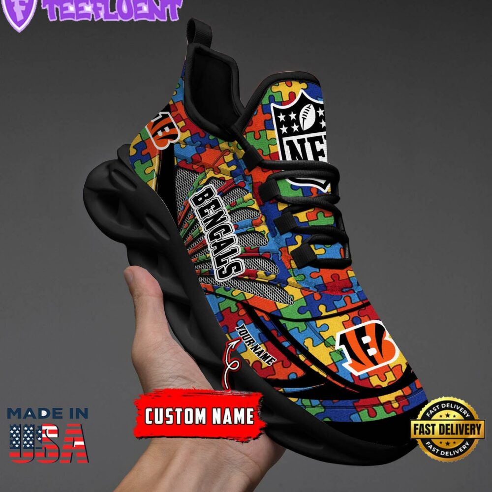 Cincinnati Bengals NFL Autism Clunky Max Soul Shoes Personalized