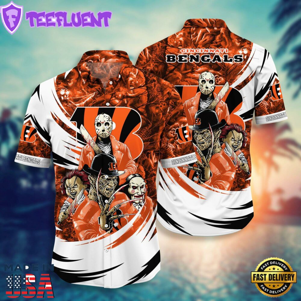 Cincinnati Bengals NFL Halloween Horror Movies Hawaiian Shirts