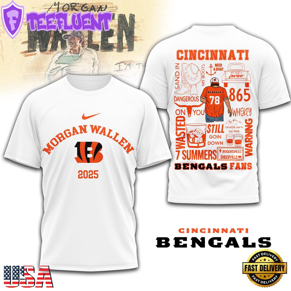 Cincinnati Bengals NFL Morgan Wallen 3D T-Shirt
