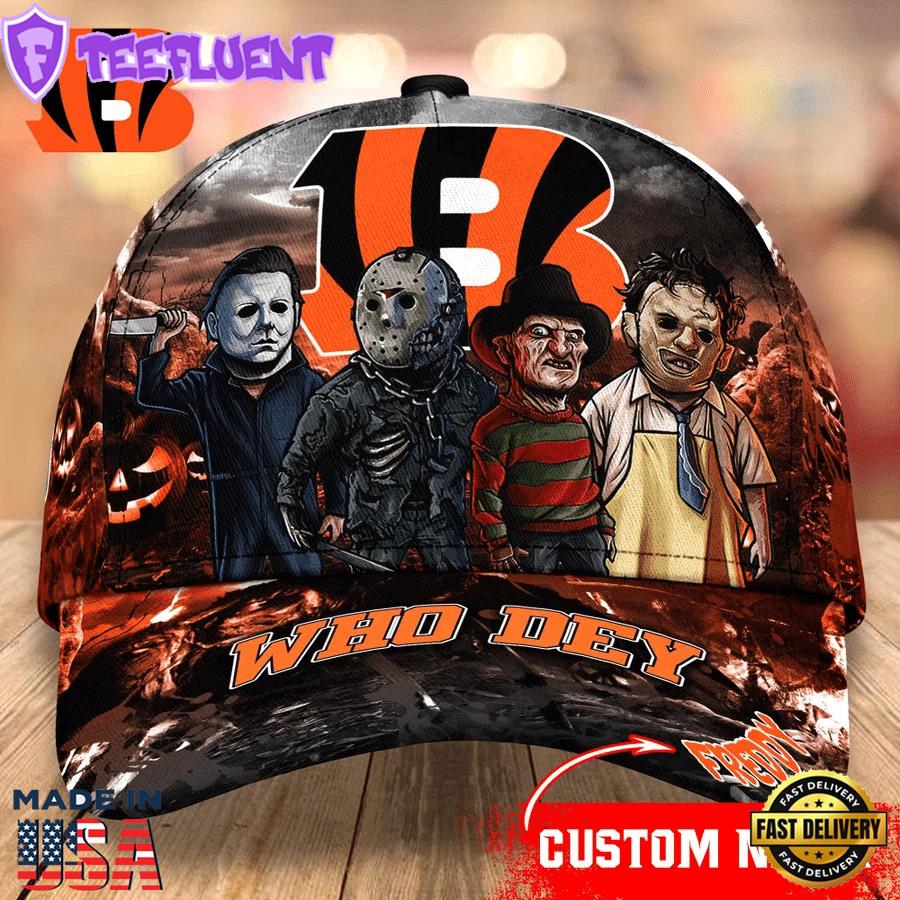 Cincinnati Bengals NFL Personalized Trending Cap Mixed Horror Movie Characters