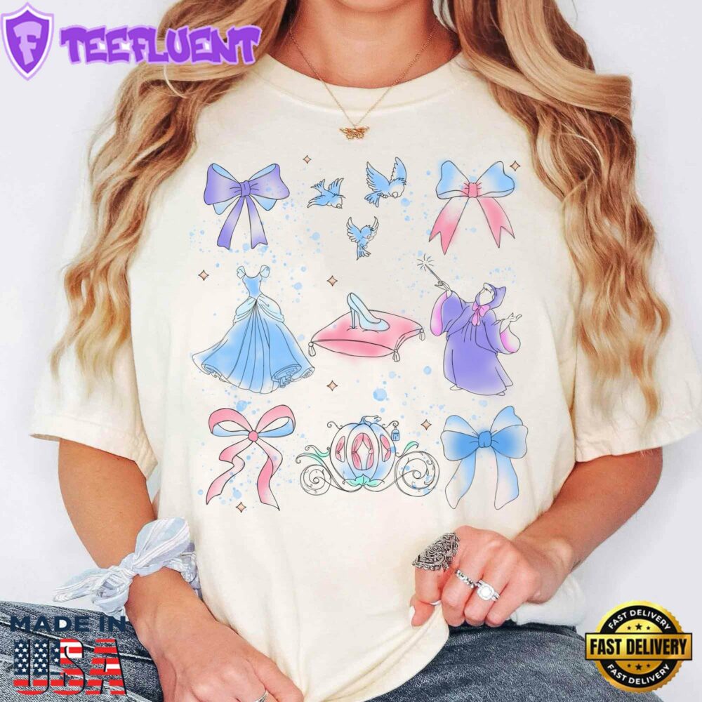 Cinderella Watercolor Princess Comfort Colors T-shirt Disney Trip Tee Fairy Godmother Design
