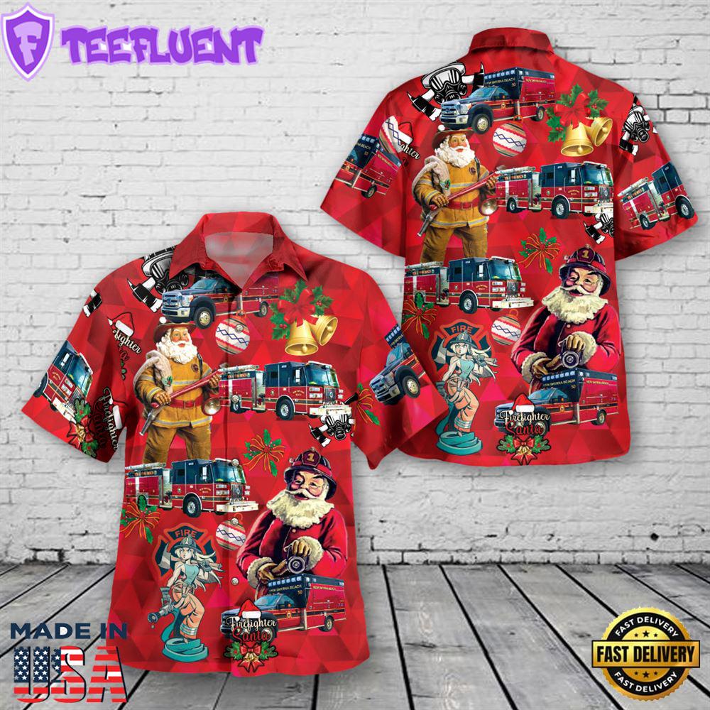 City of New Smyrna Beach Fire Department Christmas Hawaiian Shirt