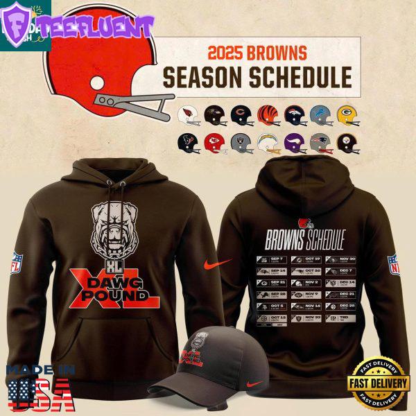 Cleveland Browns 2025 Dawg Pound NFL Schedule Hoodie