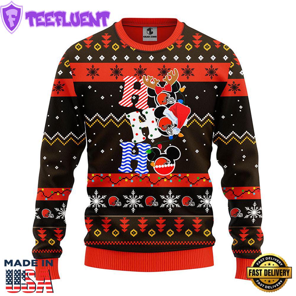 Cleveland Browns HoHoHo Mickey Christmas Ugly Sweater