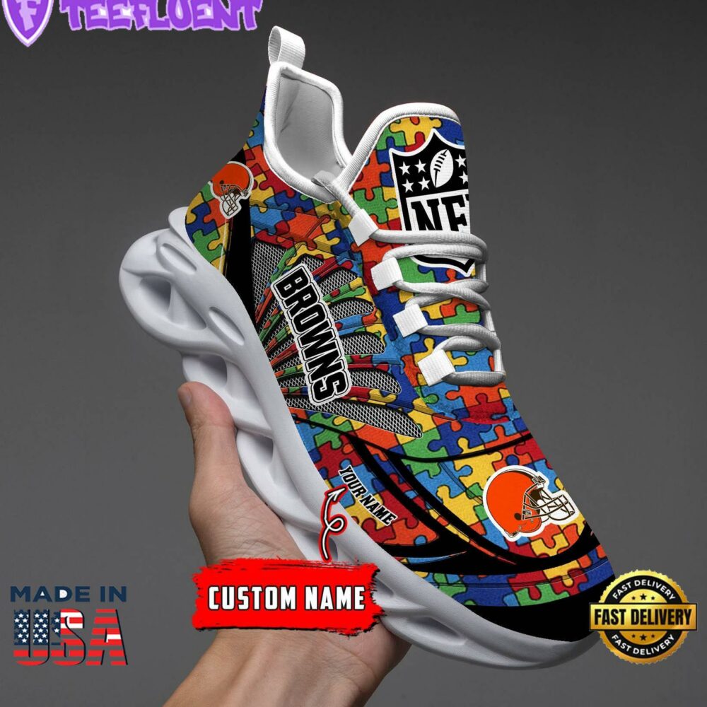 Cleveland Browns NFL Autism Clunky Max Soul Shoes Personalized
