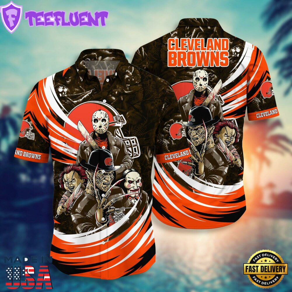 Cleveland Browns NFL Halloween Horror Movies Hawaiian Shirts
