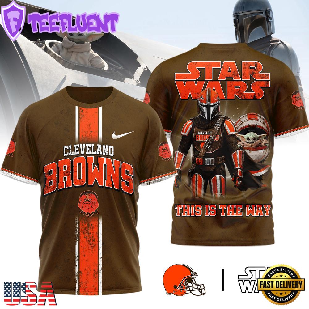 Cleveland Browns NFL This Is The Way Star Wars 3D T-Shirt For Fans
