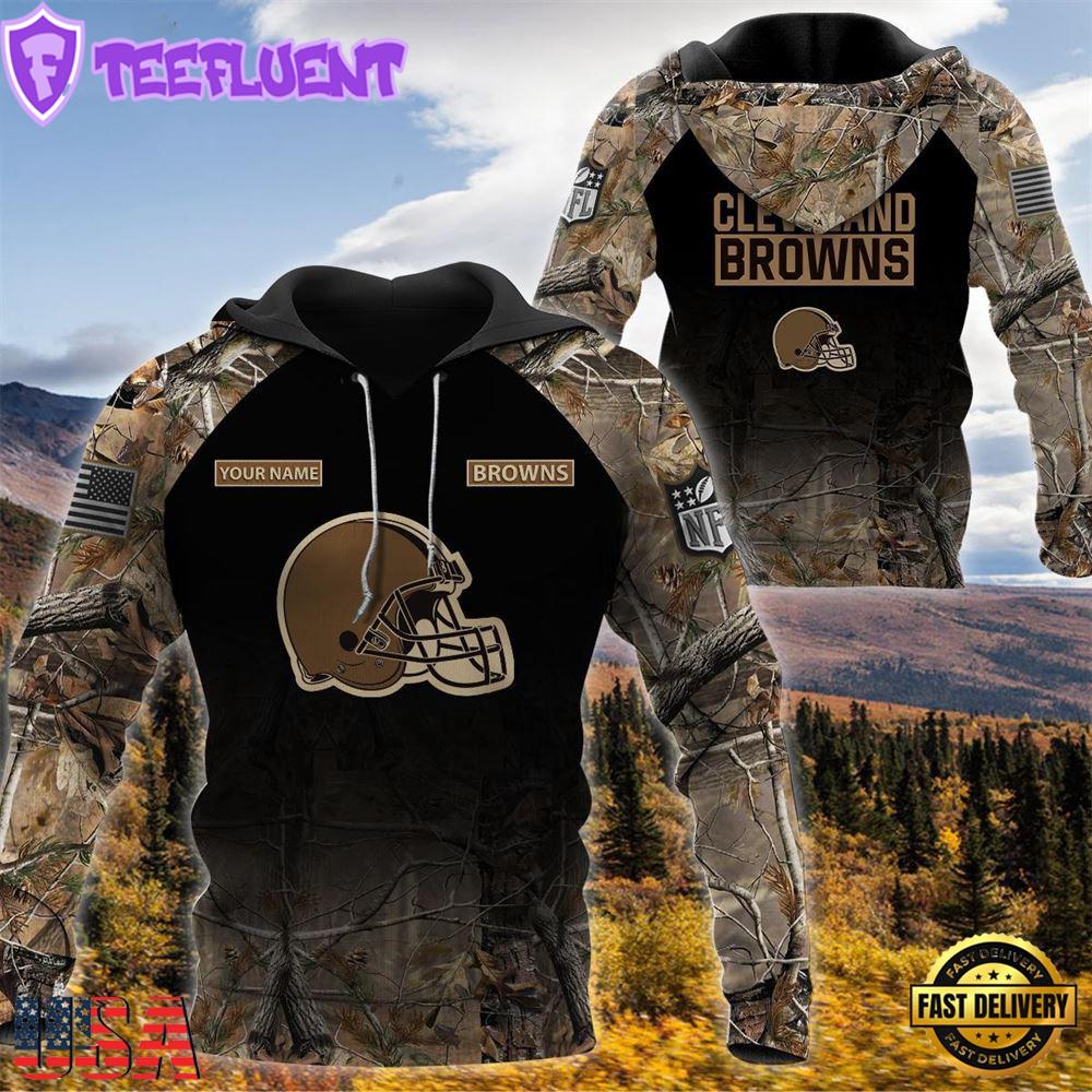 Cleveland Browns Personalized Your Name Hunting Camo Hoodie