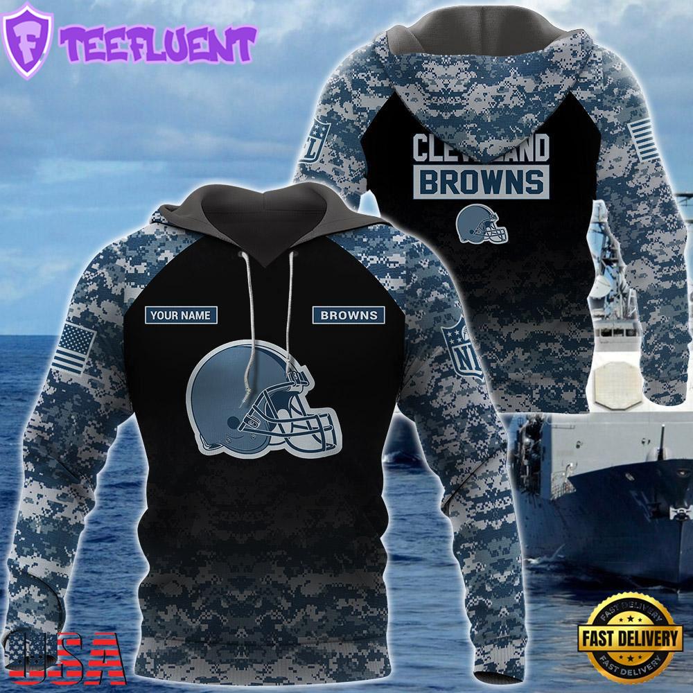 Cleveland Browns U.S. Navy NWU Camouflage Cutsom Name Hoodie