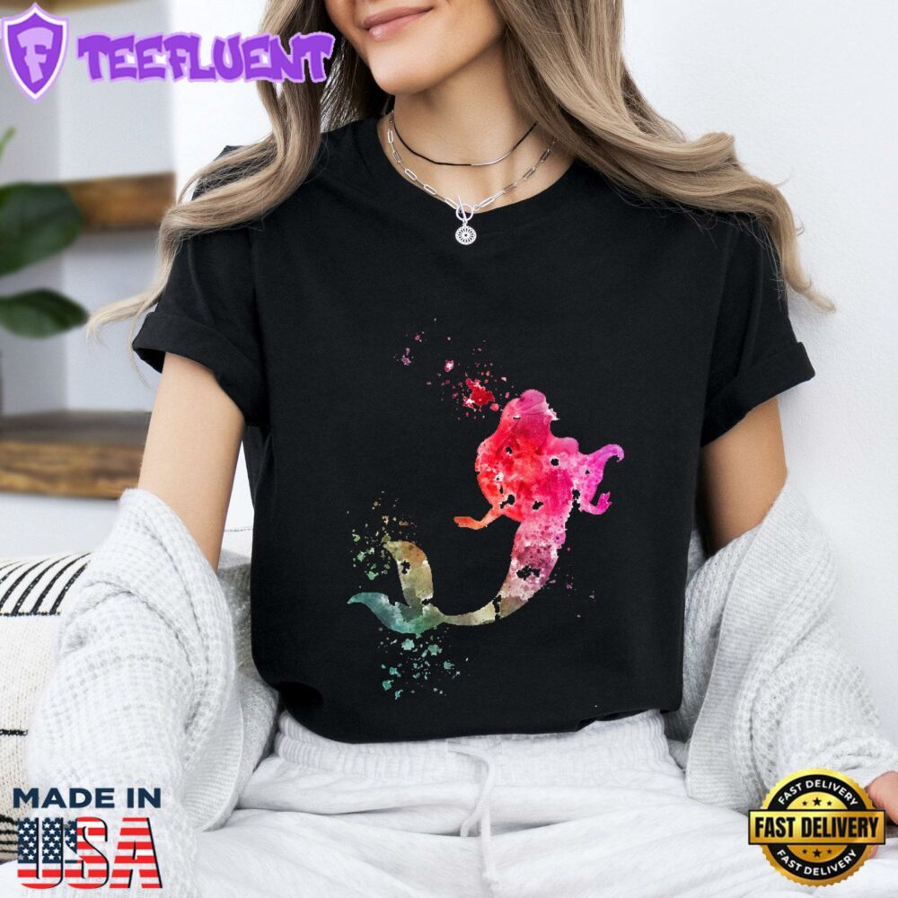 Comfort Colors Little Mermaid Disney Princess Ariel Watercolor T-Shirt for Women