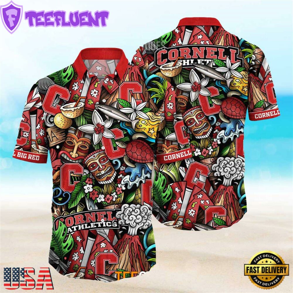 Cornell Big Red Ncaa Mens Floral Special Design Hawaiian Shirt