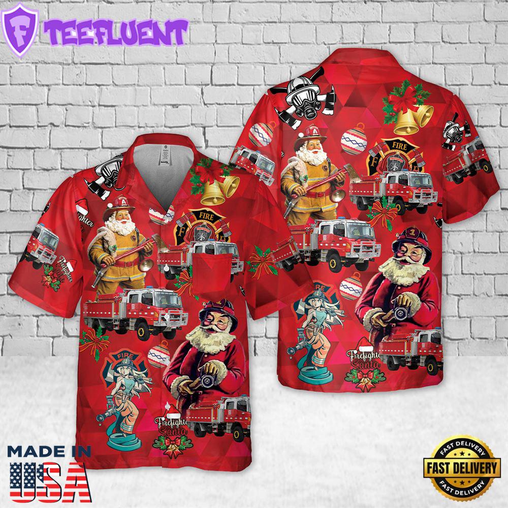 Country Fire Authority (CFA) Tanker Christmas Pocket Hawaiian Shirt