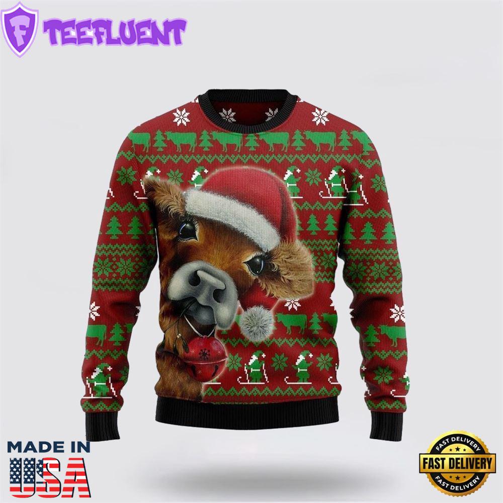 Cow Santa Funny Ugly Christmas Sweater