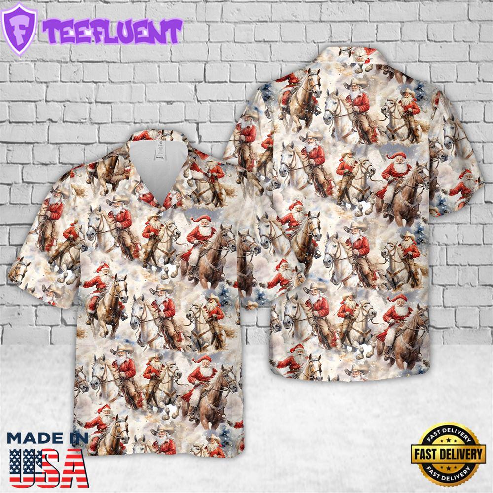 Cowboy Santas Christmas Hawaiian Shirt