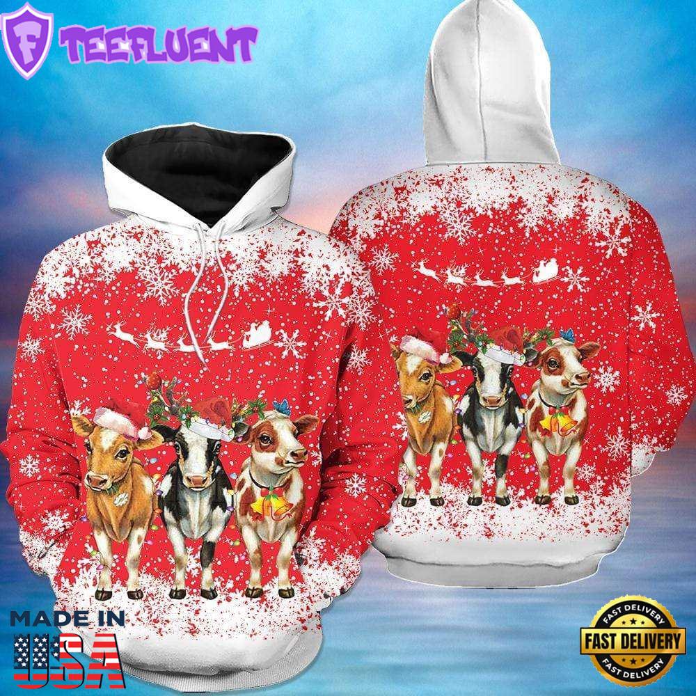 Cows Christmas Hoodie All Over Print