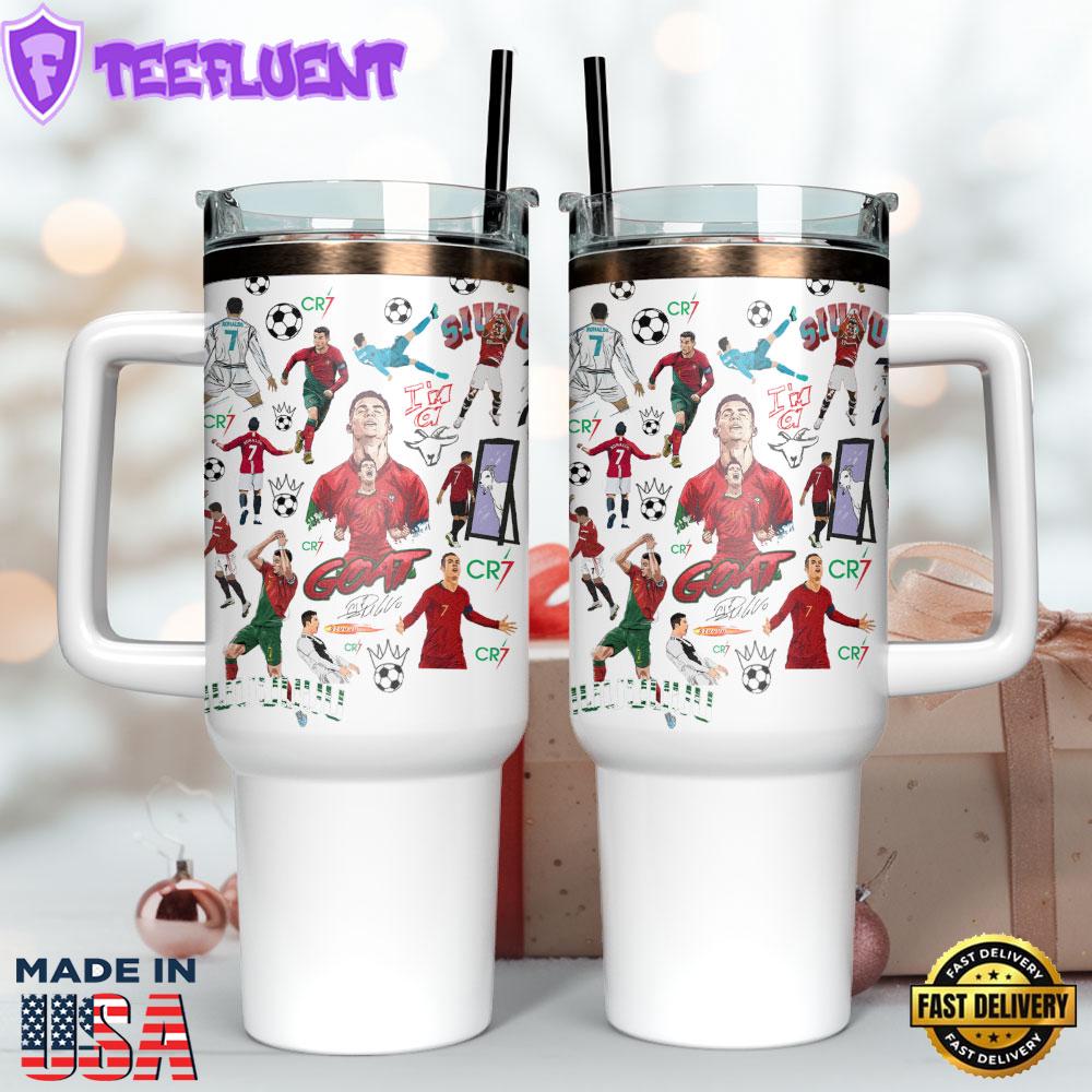 Cristiano Ronaldo CR7 Custom Stanley Quencher 40oz Stainless Steel Tumbler
