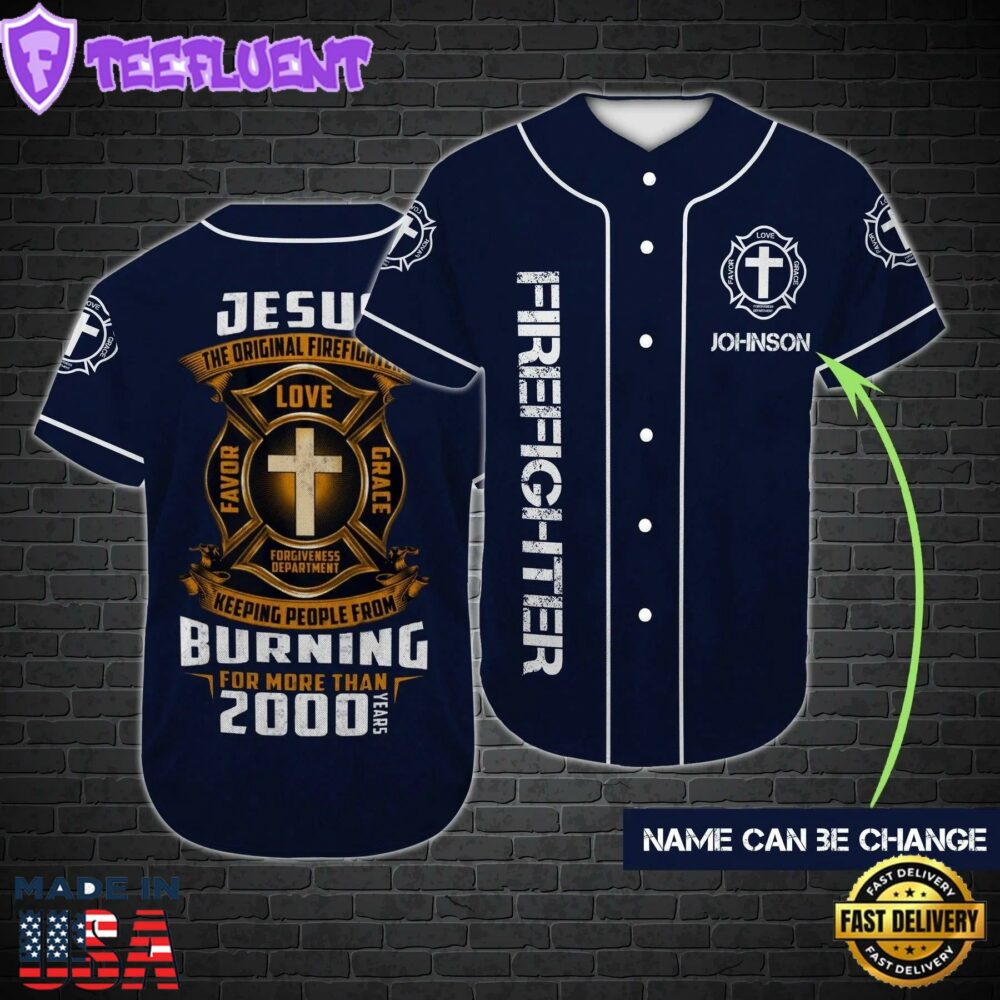 Cross Baseball Jersey - Jesus Original Firefighter Custom Baseball Jersey