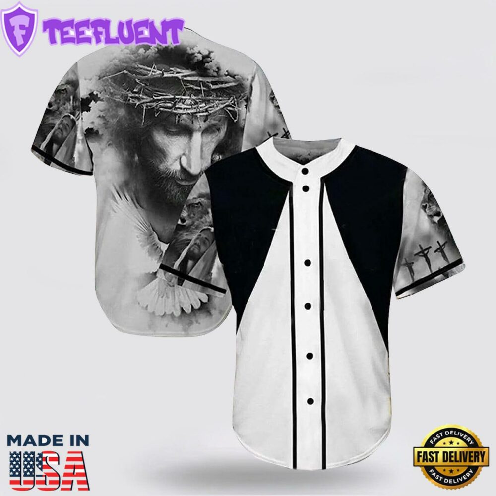 Cross Dove Jesus Baseball Jersey Shirt - Gift for Christian Jerseys for Men, Mens Jersey, Jesus Baseball Jersey