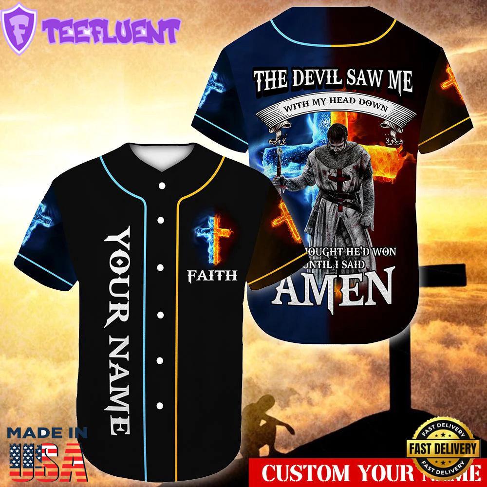Cross Flame Baseball Jersey - Amen Custom Printed 3D Baseball Jersey Shirt For Men Women
