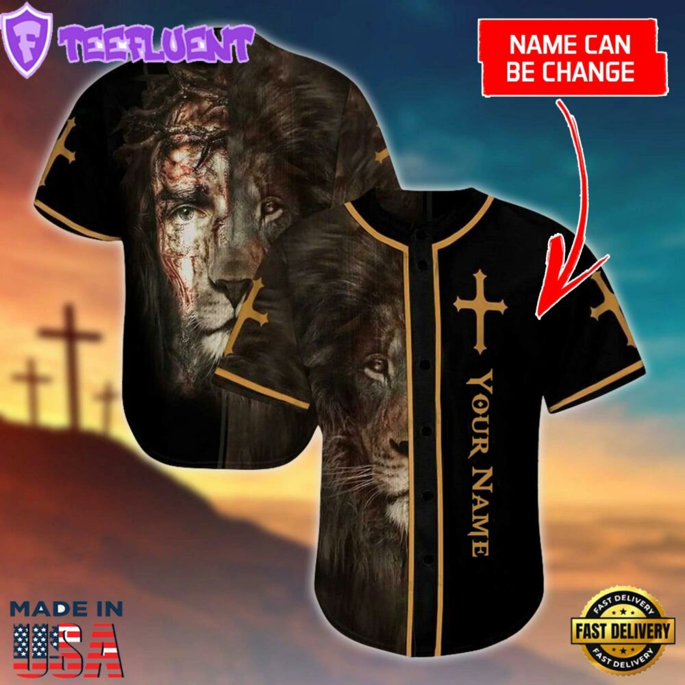 Cross, Lion Baseball Jersey - Custom Printed 3D Baseball Jersey Shirt For Men and Women