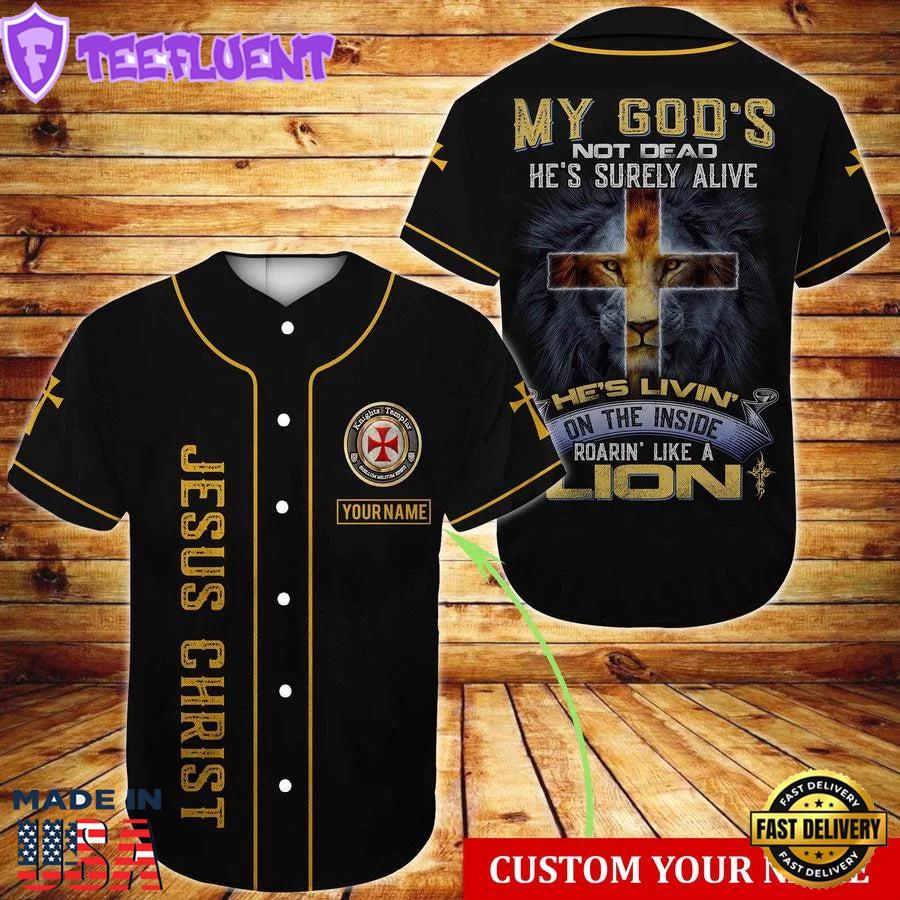 Cross, Lion Baseball Jersey - My God's not dead Custom Baseball Jersey Shirt For Men Women