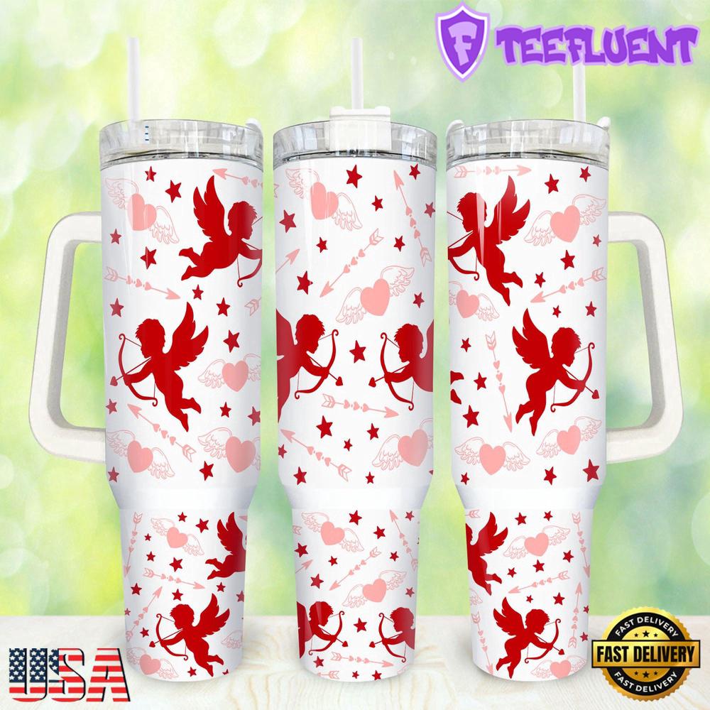 Cupid Valentines Stainless Steel Tumbler 40Oz With Handle