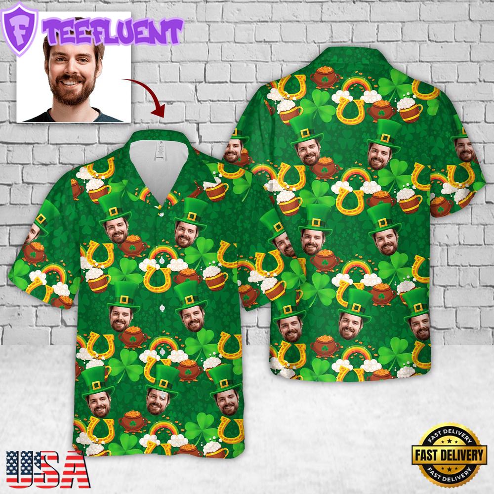 Custom Face Saint Patrick's Day Personalized Hawaiian Shirt