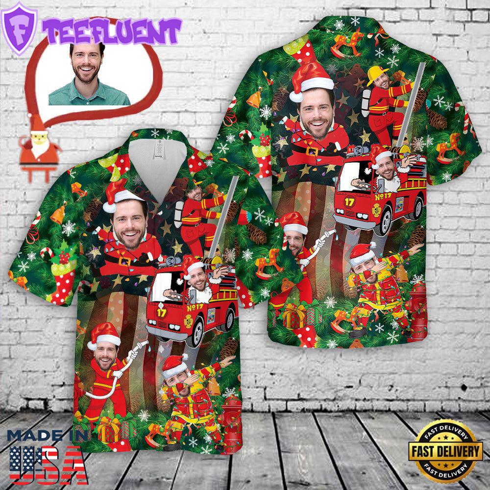 Custom Image Christmas Hawaiian Shirt With Face