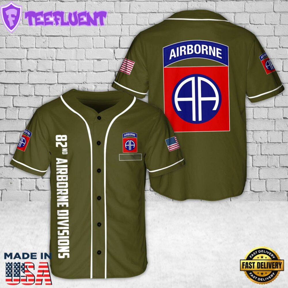 Custom Name 82nd Airborne Division Baseball Jersey
