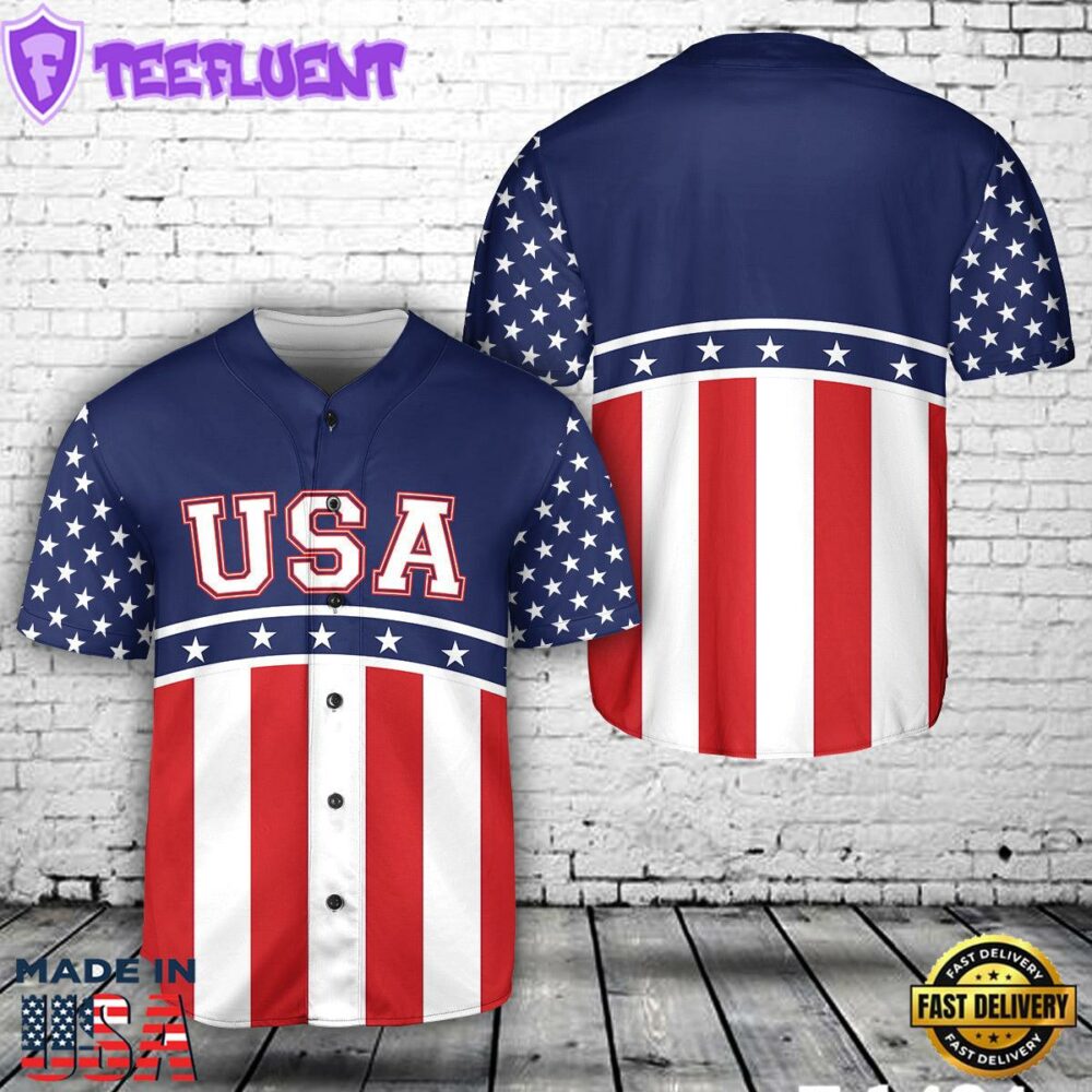 Custom Name America Red, White & Blue Baseball Jersey