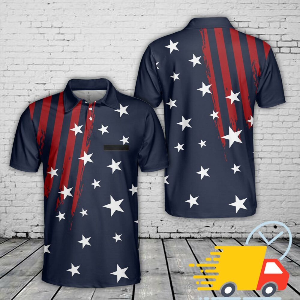 Custom Name American Flag 4th Of July Polo Shirt
