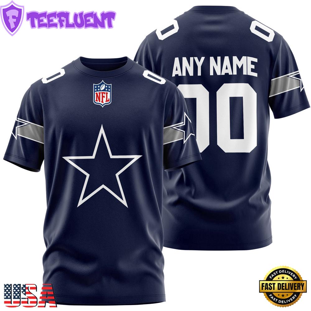 Custom Name And Number Dallas Cowboys NFL Team Sport 3D T-Shirt