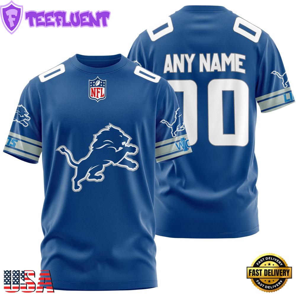 Custom Name And Number Detroit Lions NFL Team Sport 3D T-Shirt