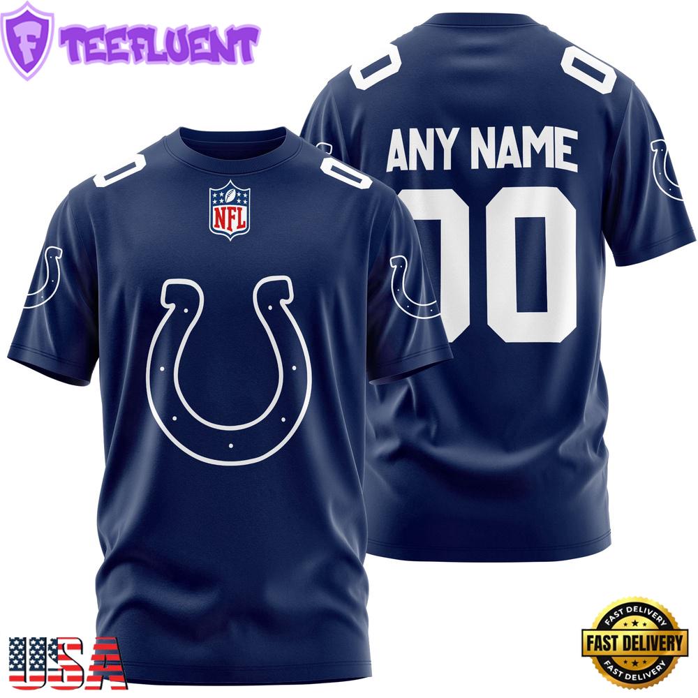 Custom Name And Number Indianapolis Colts NFL Team Sport 3D T-Shirt