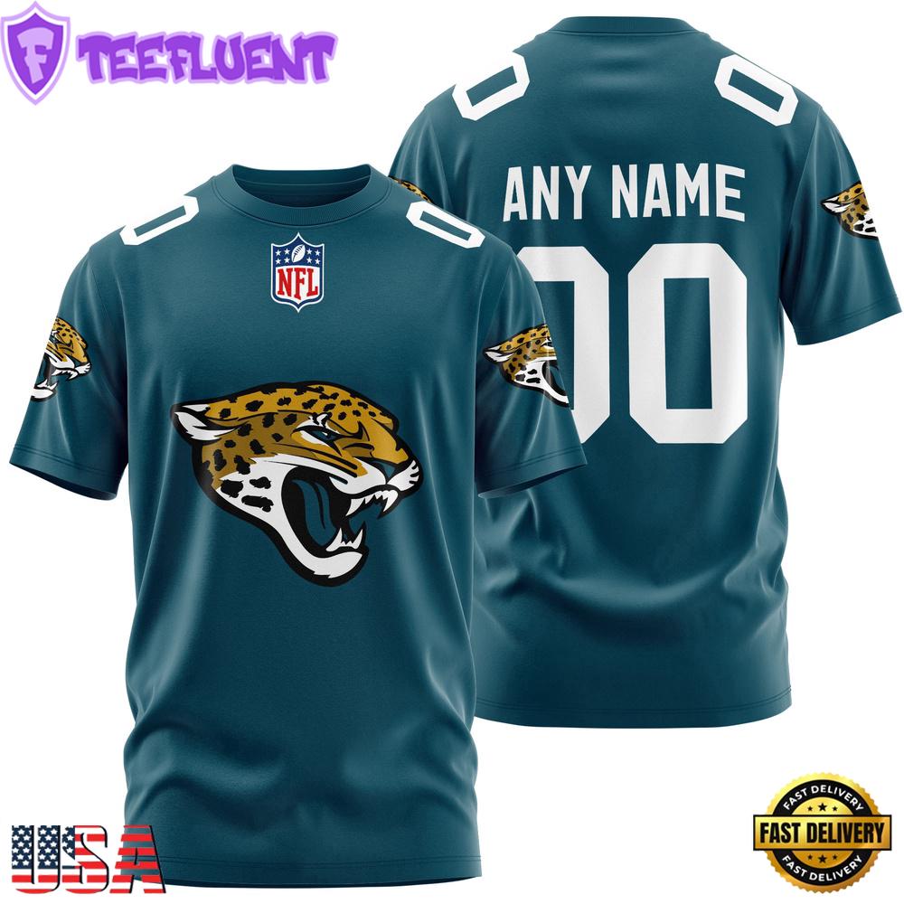 Custom Name And Number Jacksonville Jaguars NFL Team Sport 3D T-Shirt