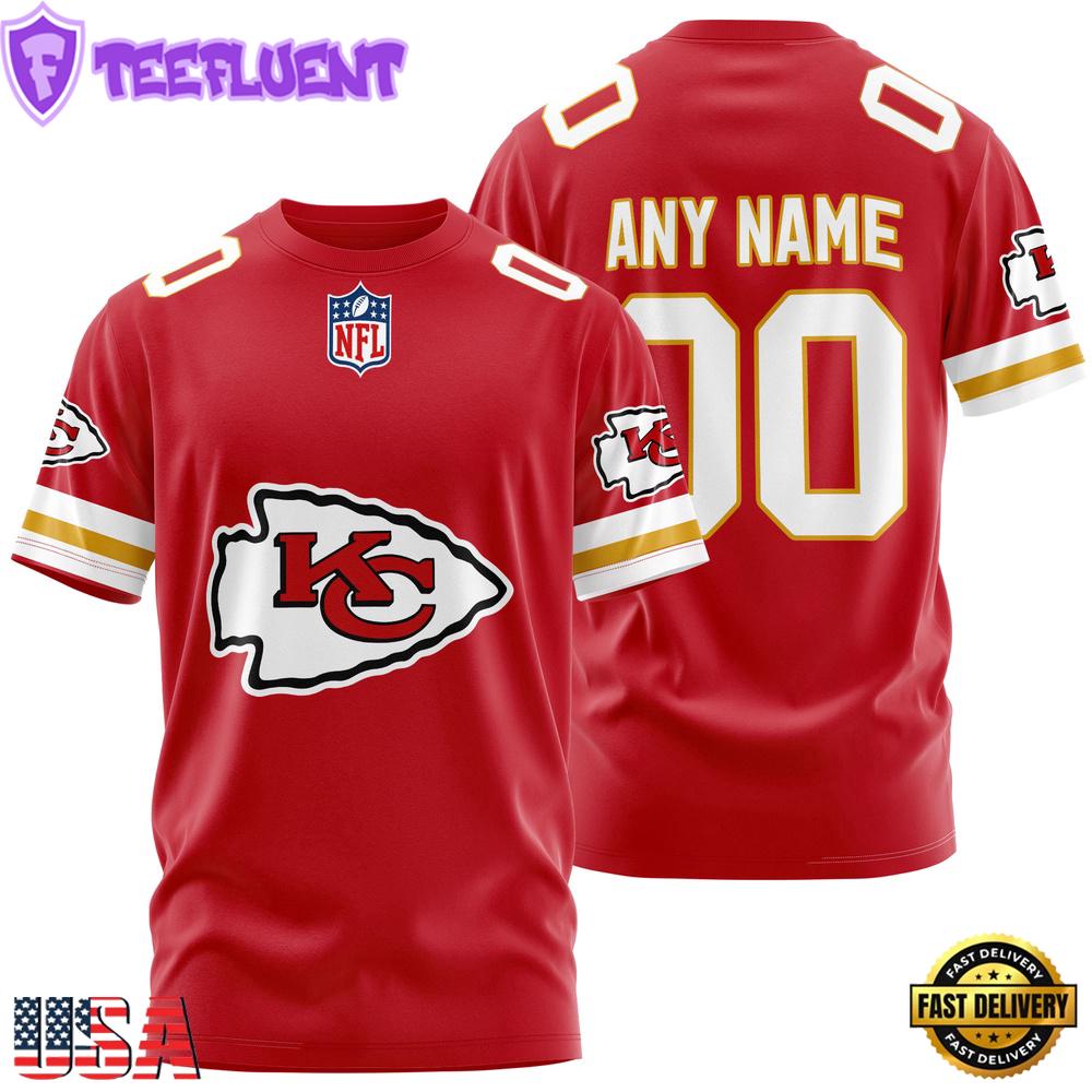 Custom Name And Number Kansas City Chiefs NFL Team Sport 3D T-Shirt