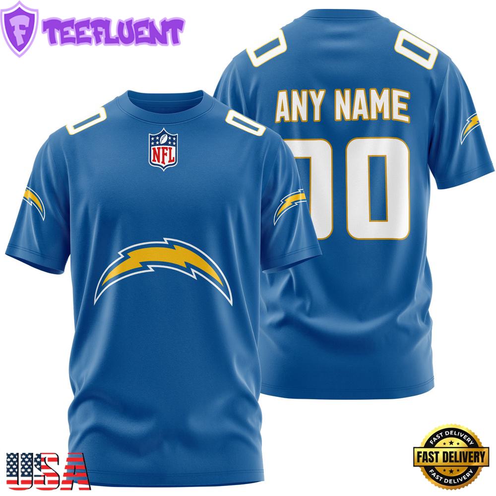 Custom Name And Number Los Angeles Chargers NFL Team Sport 3D T-Shirt
