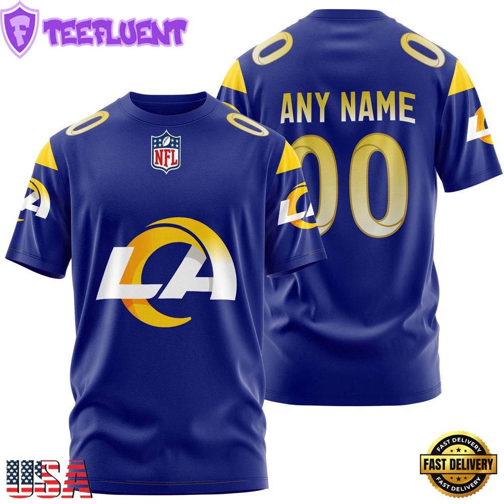 Custom Name And Number Los Angeles Rams NFL Team Sport 3D T-Shirt