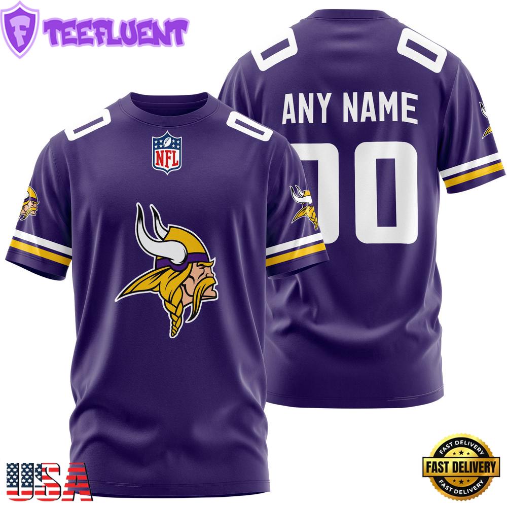 Custom Name And Number Minnesota Vikings NFL Team Sport 3D T-Shirt