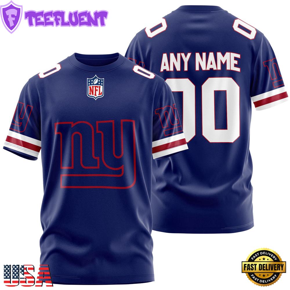 Custom Name And Number New York Giants NFL Team Sport 3D T-Shirt