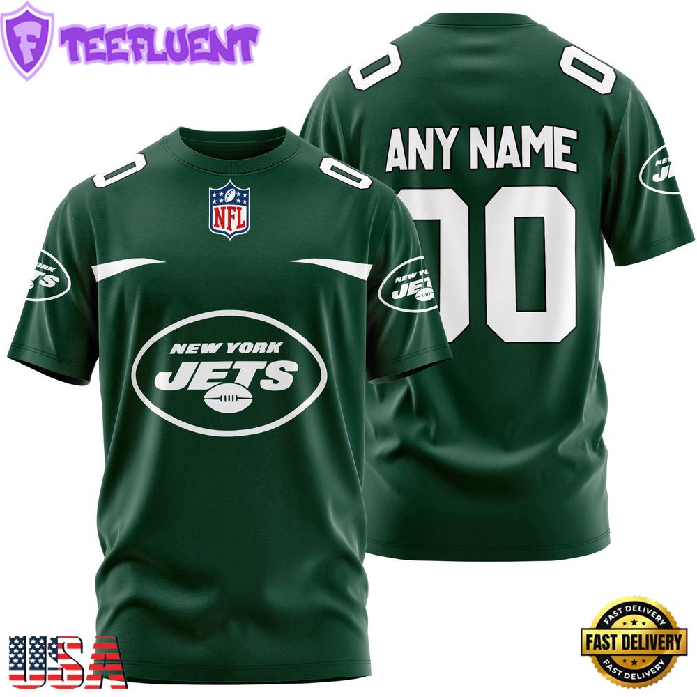 Custom Name And Number New York Jets NFL Team Sport 3D T-Shirt