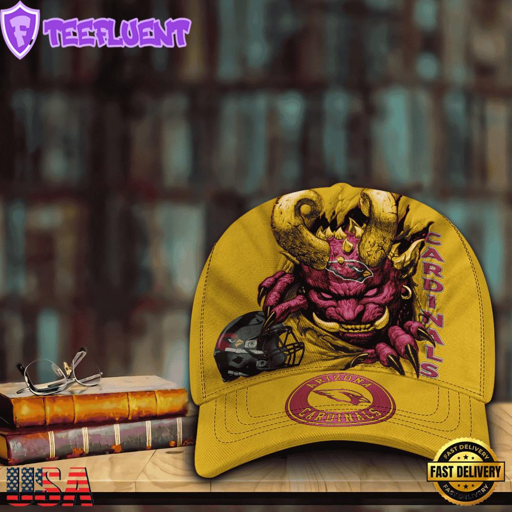 Custom Name And Number NFL Arizona Cardinals Demonhead Baseball Cap