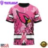 Custom Name And Number NFL Arizona Cardinals Pink Breast Cancer 3D T-Shirt