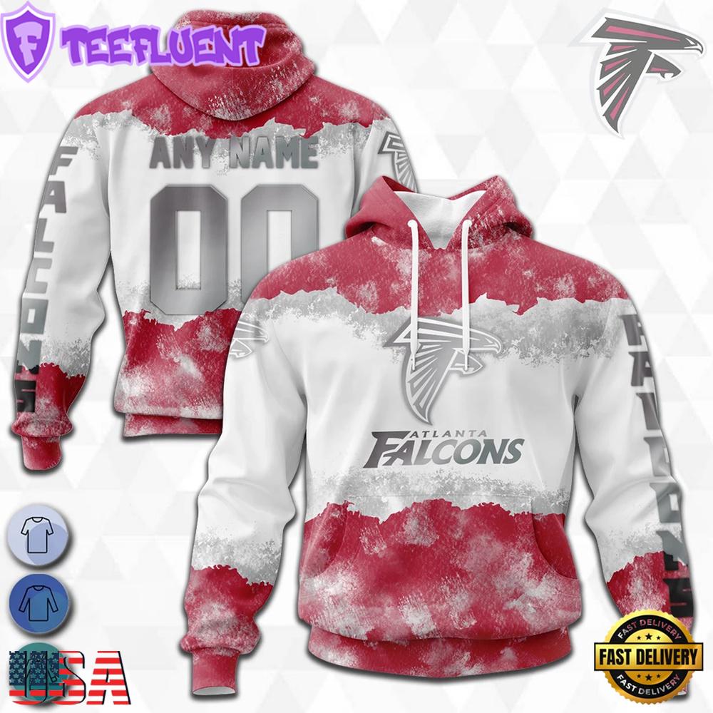 Custom Name And Number NFL Atlanta Falcons Color Christmas 3D Hoodie Shirt