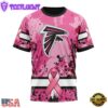 Custom Name And Number NFL Atlanta Falcons Pink Breast Cancer 3D T-Shirt